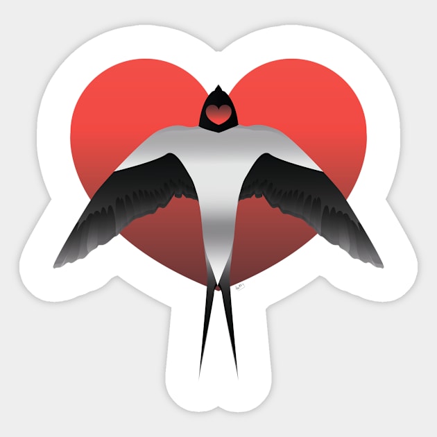 Swallow heart Sticker by Amirey